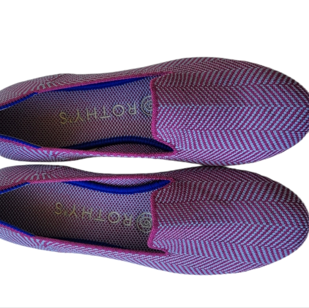 Rothy's amethyst metallic herringbone loafers